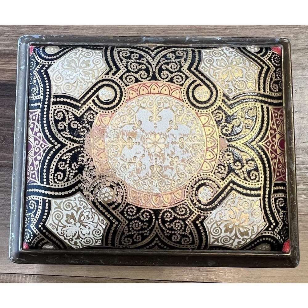 Marhill Hand Painted Florentine Jewelry Box Vintage‎ Italian Gold Gilt Wood